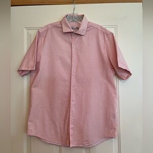 Men’s Tasso Elba orange red textured 100% cotton short sleeve shirt. Size medium